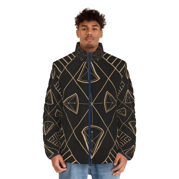 Heart Center Divine Design Men's  Puffer Jacket | Energetic Conscious Wear, Awakened human, Conscious Teachings