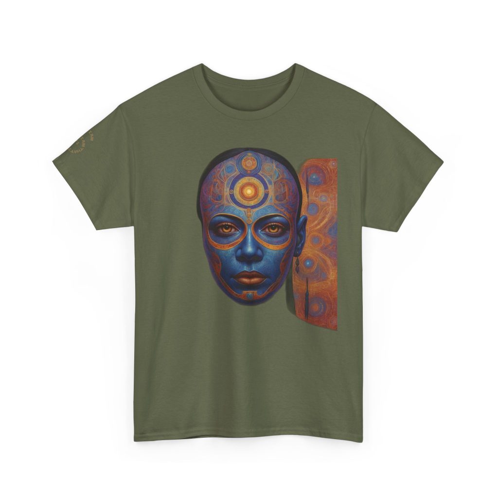 Cosmic Mind Awakening - Sacred Geometry Third Eye Portrait | Psychedelic Spiritual Art Unisex Heavy Cotton Tee