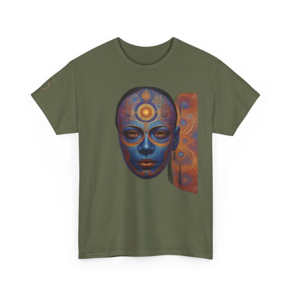 Cosmic Mind Awakening - Sacred Geometry Third Eye Portrait | Psychedelic Spiritual Art Unisex Heavy Cotton Tee