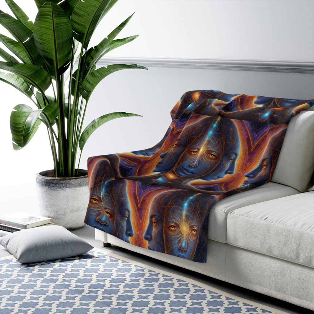 Cosmic Trinity - The Infinite Mind Within | Spiritual Psychedelic Art Sherpa Fleece Blanket