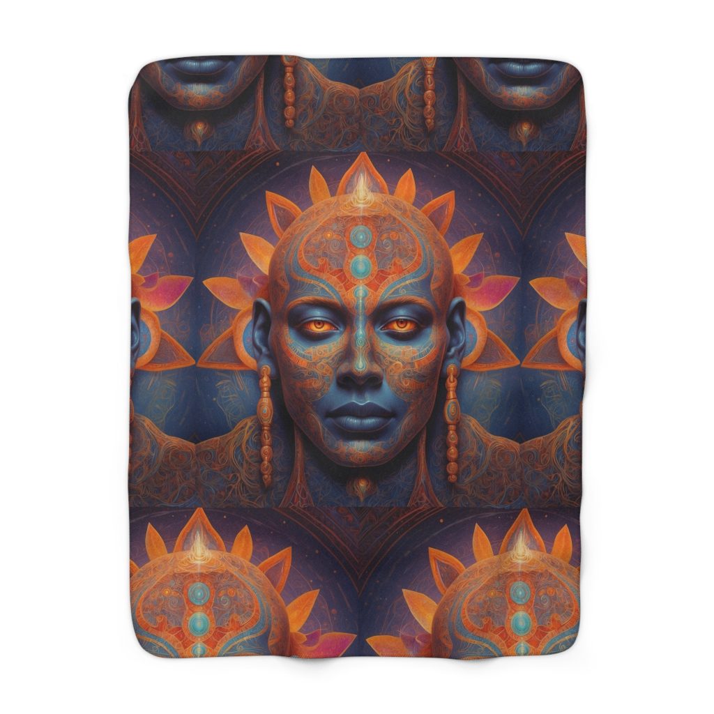 Solar Consciousness - Sacred Geometry Sun Being | Third Eye Awakening Psychedelic Art Sherpa Fleece Blanket
