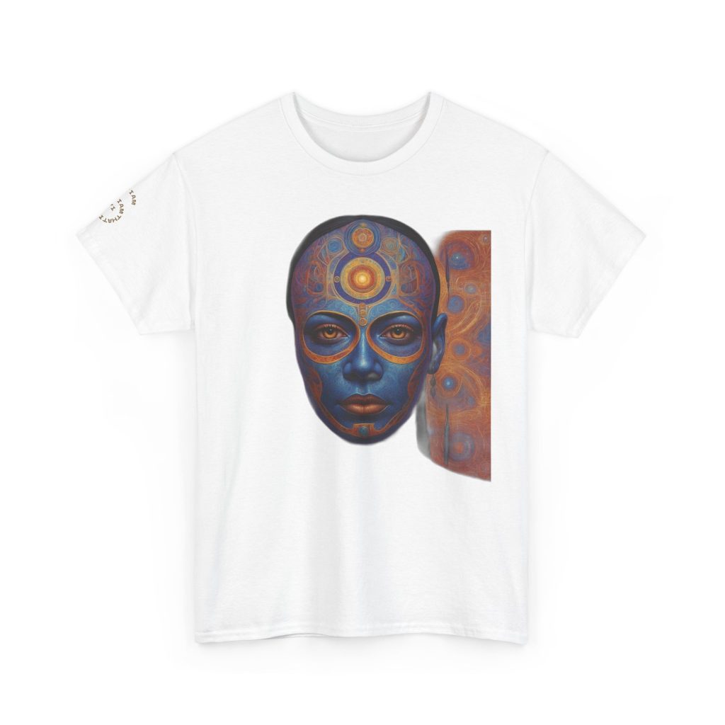 Cosmic Mind Awakening - Sacred Geometry Third Eye Portrait | Psychedelic Spiritual Art Unisex Heavy Cotton Tee