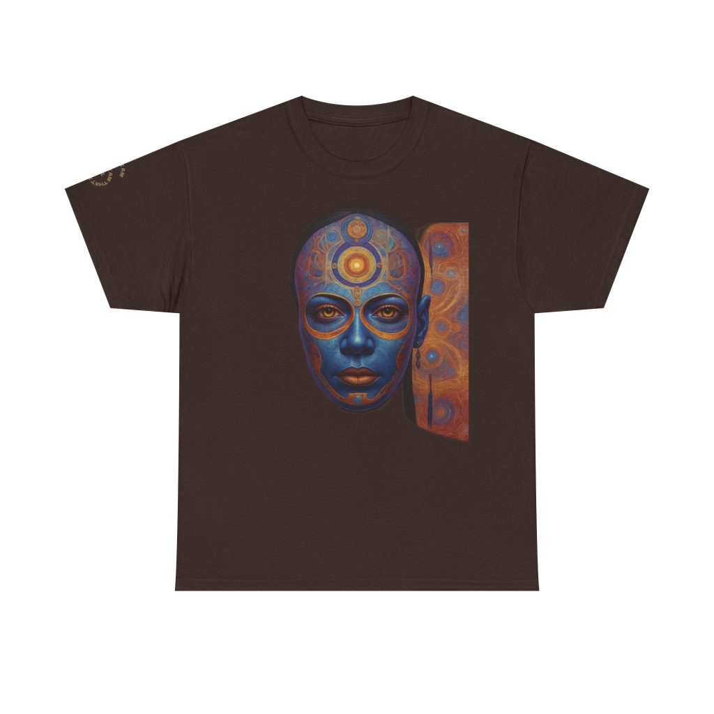 Cosmic Mind Awakening - Sacred Geometry Third Eye Portrait | Psychedelic Spiritual Art Unisex Heavy Cotton Tee