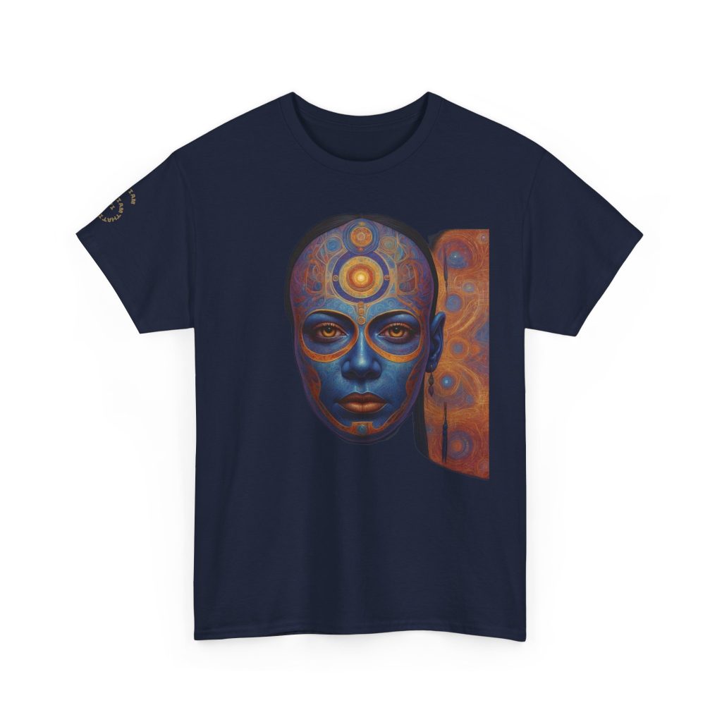 Cosmic Mind Awakening - Sacred Geometry Third Eye Portrait | Psychedelic Spiritual Art Unisex Heavy Cotton Tee