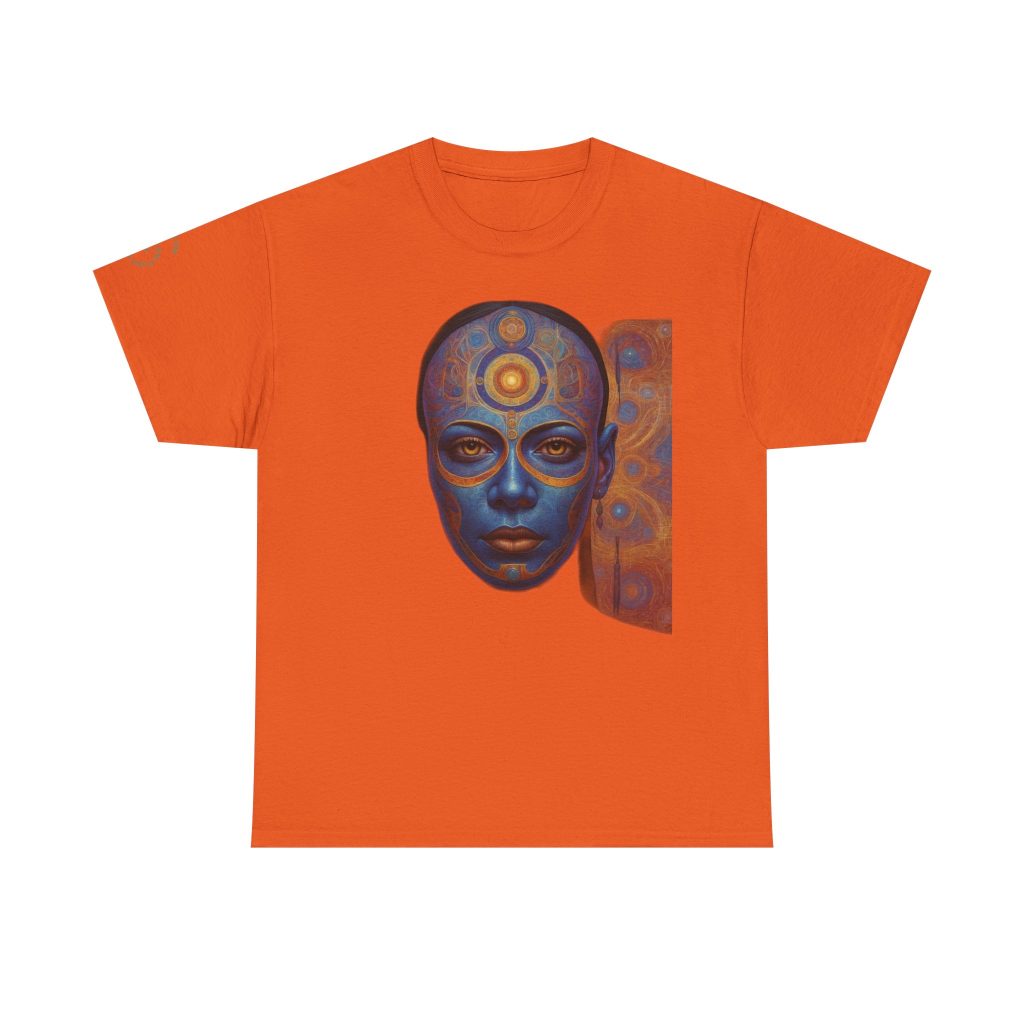 Cosmic Mind Awakening - Sacred Geometry Third Eye Portrait | Psychedelic Spiritual Art Unisex Heavy Cotton Tee