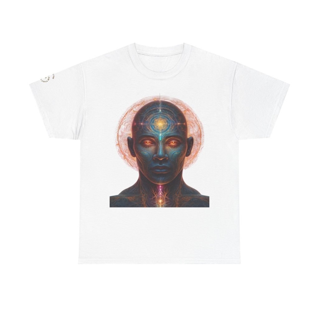 Awakened Consciousness 2 - Sacred Geometry Cosmic Being | Spiritual Psychedelic Art Unisex Heavy Cotton Tee