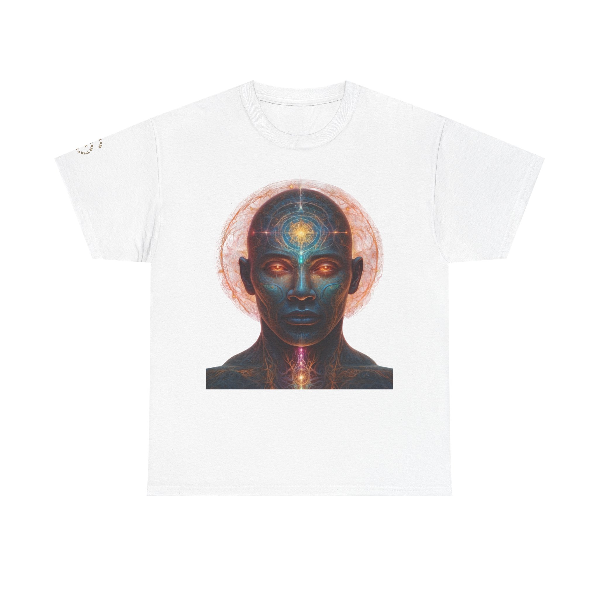 Awakened Consciousness 2 - Sacred Geometry Cosmic Being | Spiritual Psychedelic Art Unisex Heavy Cotton Tee - Image 1