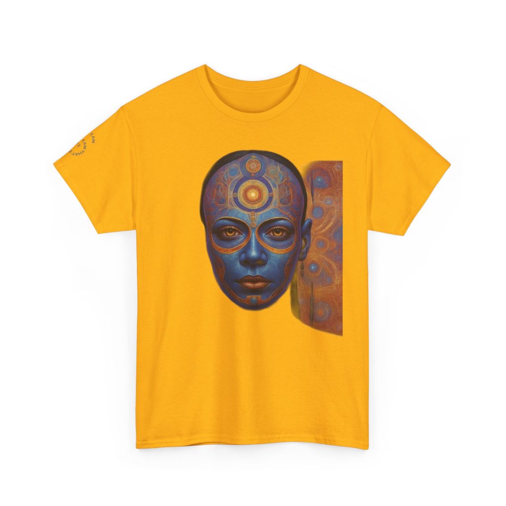 Cosmic Mind Awakening - Sacred Geometry Third Eye Portrait | Psychedelic Spiritual Art Unisex Heavy Cotton Tee