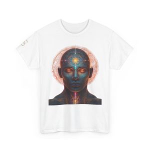 Awakened Consciousness 2 - Sacred Geometry Cosmic Being | Spiritual Psychedelic Art Unisex Heavy Cotton Tee - Image 3