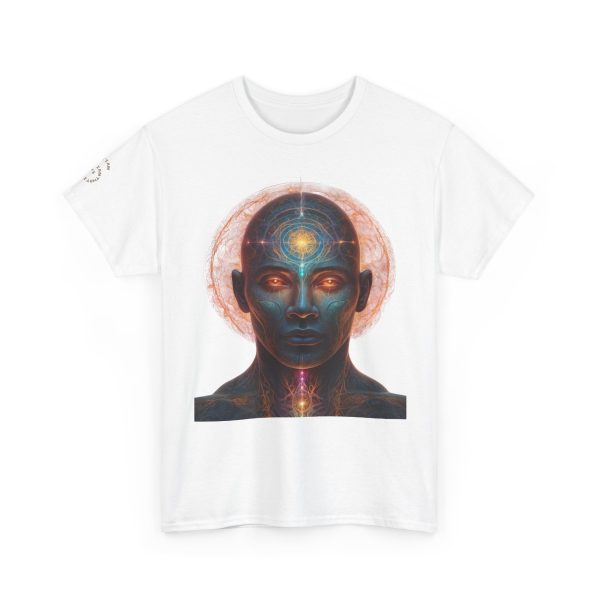 Awakened Consciousness 2 – Sacred Geometry Cosmic Being | Spiritual Psychedelic Art Unisex Heavy Cotton Tee