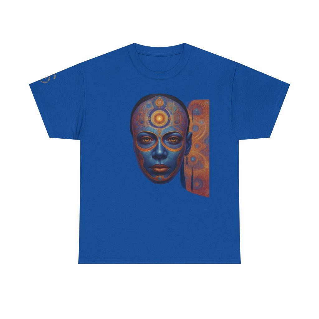 Cosmic Mind Awakening - Sacred Geometry Third Eye Portrait | Psychedelic Spiritual Art Unisex Heavy Cotton Tee