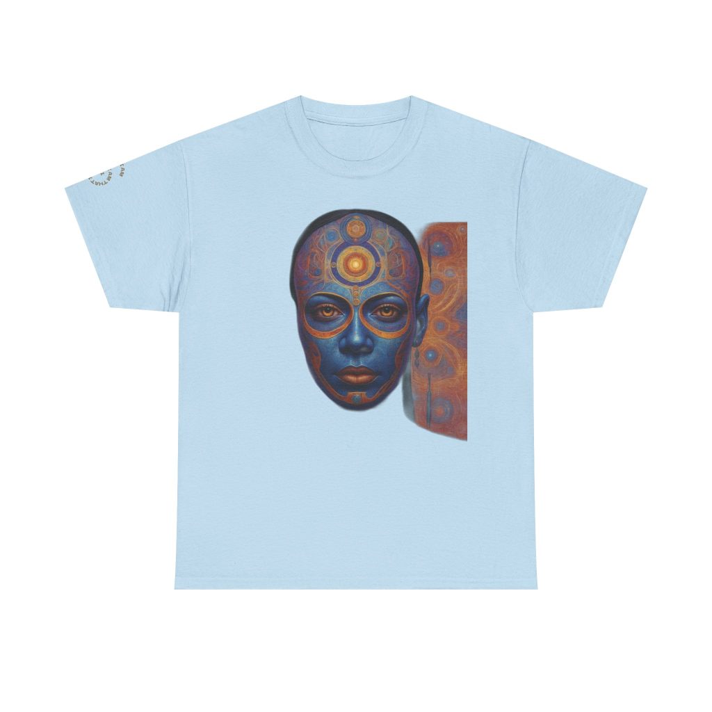 Cosmic Mind Awakening - Sacred Geometry Third Eye Portrait | Psychedelic Spiritual Art Unisex Heavy Cotton Tee