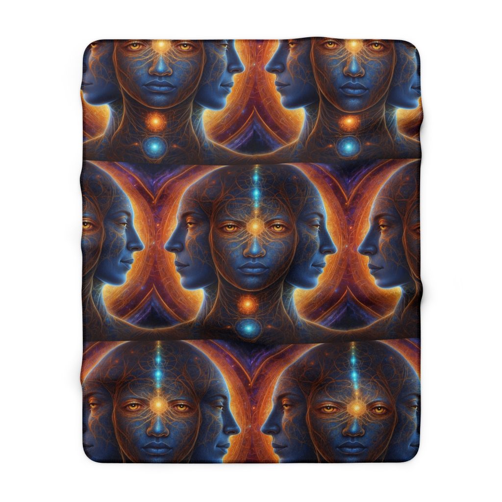 Cosmic Trinity – The Infinite Mind Within | Spiritual Psychedelic Art Sherpa Fleece Blanket