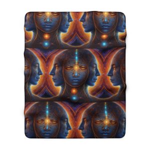 Cosmic Trinity – The Infinite Mind Within | Spiritual Psychedelic Art Sherpa Fleece Blanket - Image 9