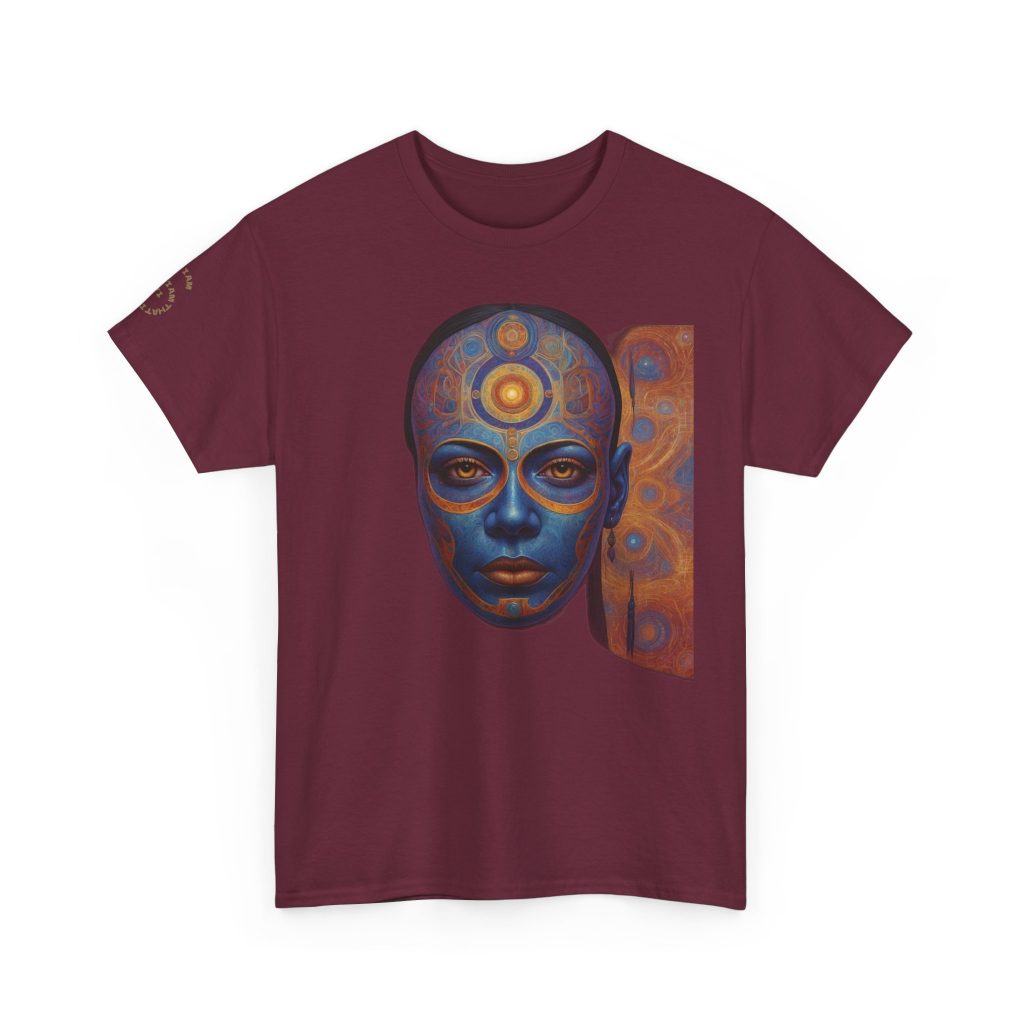 Cosmic Mind Awakening - Sacred Geometry Third Eye Portrait | Psychedelic Spiritual Art Unisex Heavy Cotton Tee
