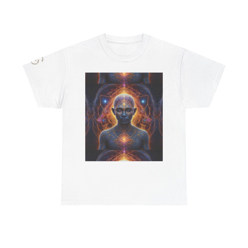 Awakened Consciousness - Sacred Geometry Cosmic Being | Spiritual Psychedelic Art Unisex Heavy Cotton Tee