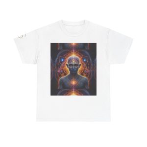 Awakened Consciousness - Sacred Geometry Cosmic Being | Spiritual Psychedelic Art Unisex Heavy Cotton Tee