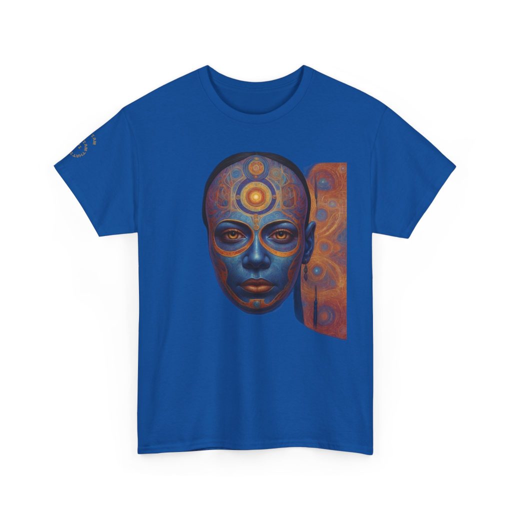 Cosmic Mind Awakening - Sacred Geometry Third Eye Portrait | Psychedelic Spiritual Art Unisex Heavy Cotton Tee