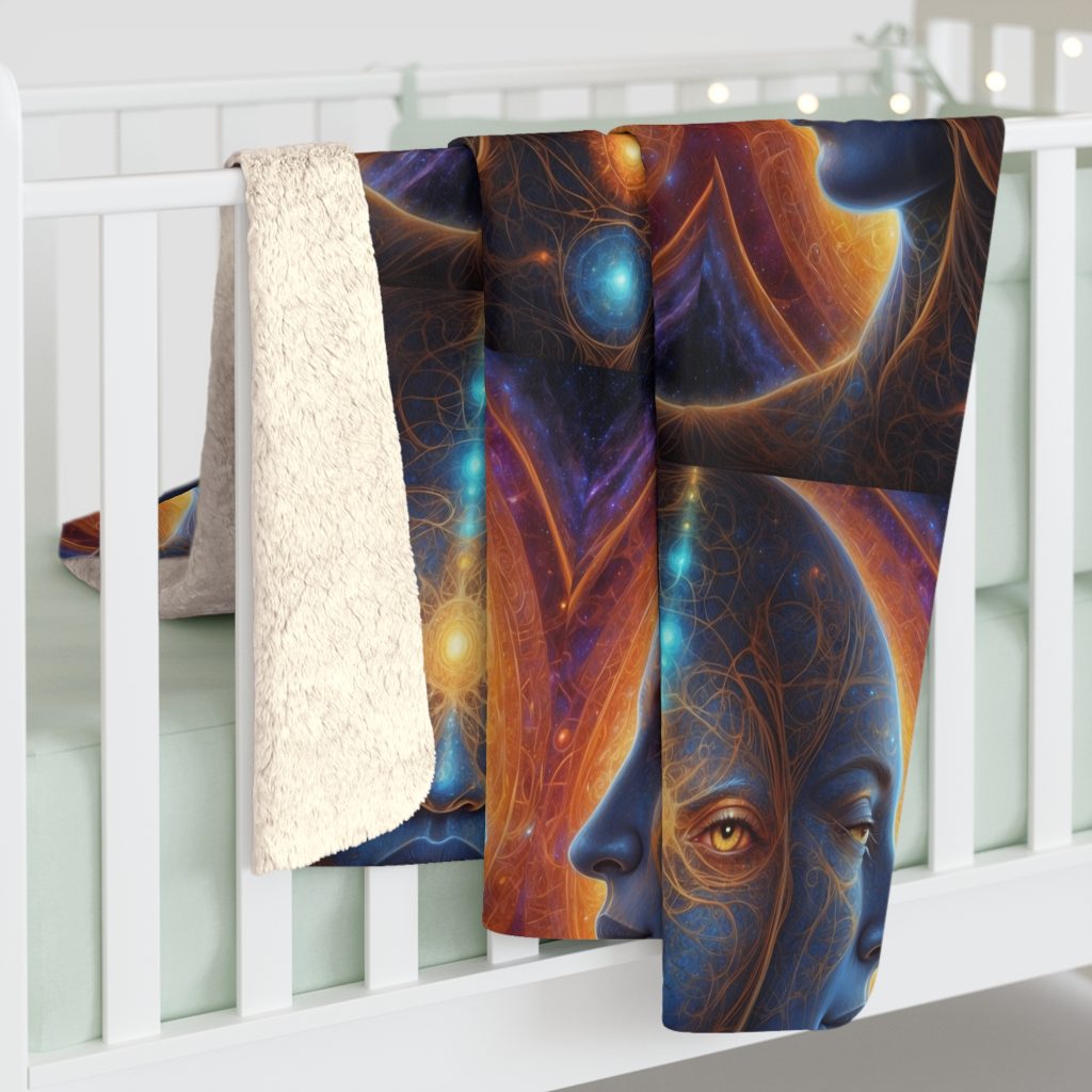Cosmic Trinity – The Infinite Mind Within | Spiritual Psychedelic Art Sherpa Fleece Blanket
