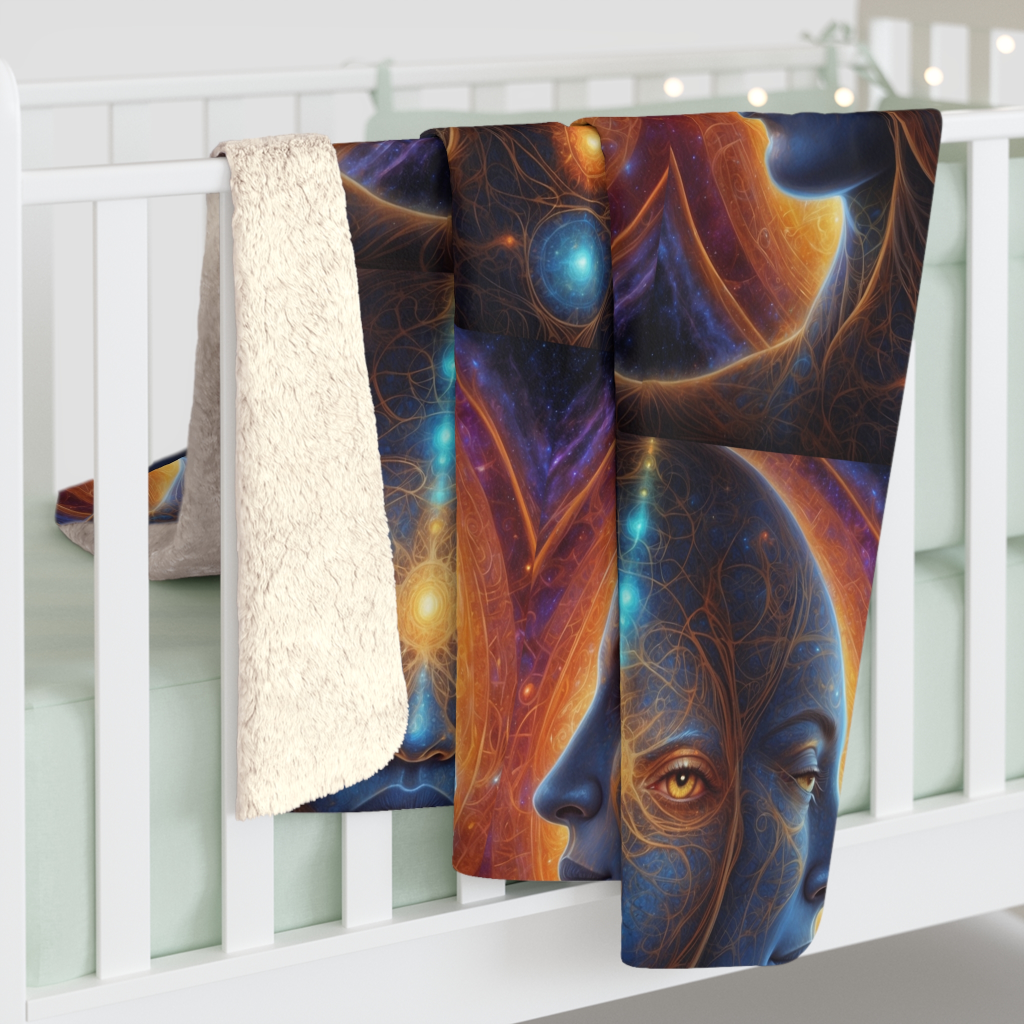 Cosmic Trinity – The Infinite Mind Within | Spiritual Psychedelic Art Sherpa Fleece Blanket - Image 10