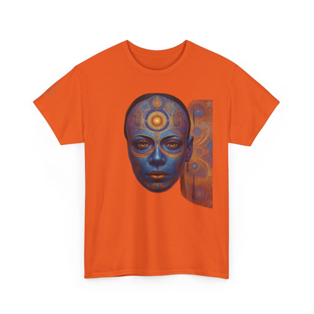 Cosmic Mind Awakening - Sacred Geometry Third Eye Portrait | Psychedelic Spiritual Art Unisex Heavy Cotton Tee