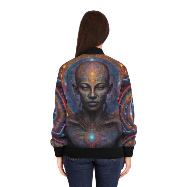Celestial Alignment Bomber Jacket - Third Eye & Heart Awakening | Sacred Geometry Cosmic Wear