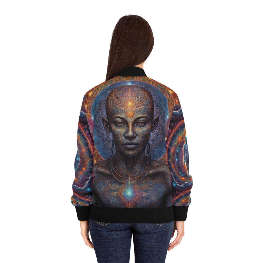 Celestial Alignment Bomber Jacket - Third Eye & Heart Awakening | Sacred Geometry Cosmic Wear
