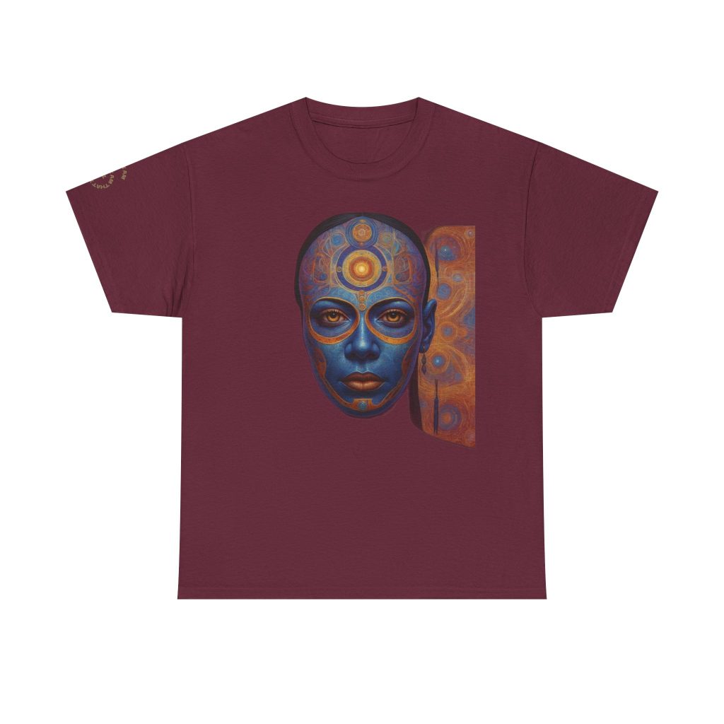 Cosmic Mind Awakening - Sacred Geometry Third Eye Portrait | Psychedelic Spiritual Art Unisex Heavy Cotton Tee