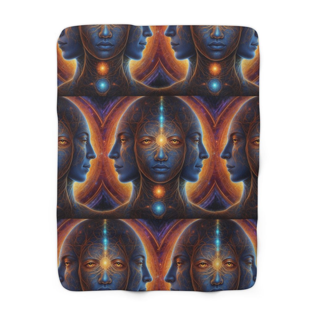 Cosmic Trinity - The Infinite Mind Within | Spiritual Psychedelic Art Sherpa Fleece Blanket