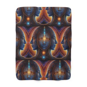 Cosmic Trinity - The Infinite Mind Within | Spiritual Psychedelic Art Sherpa Fleece Blanket