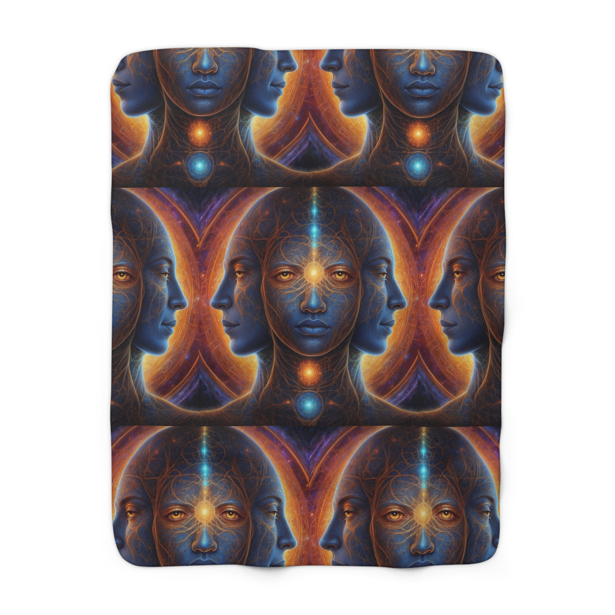 Cosmic Trinity – The Infinite Mind Within | Spiritual Psychedelic Art Sherpa Fleece Blanket - Image 7