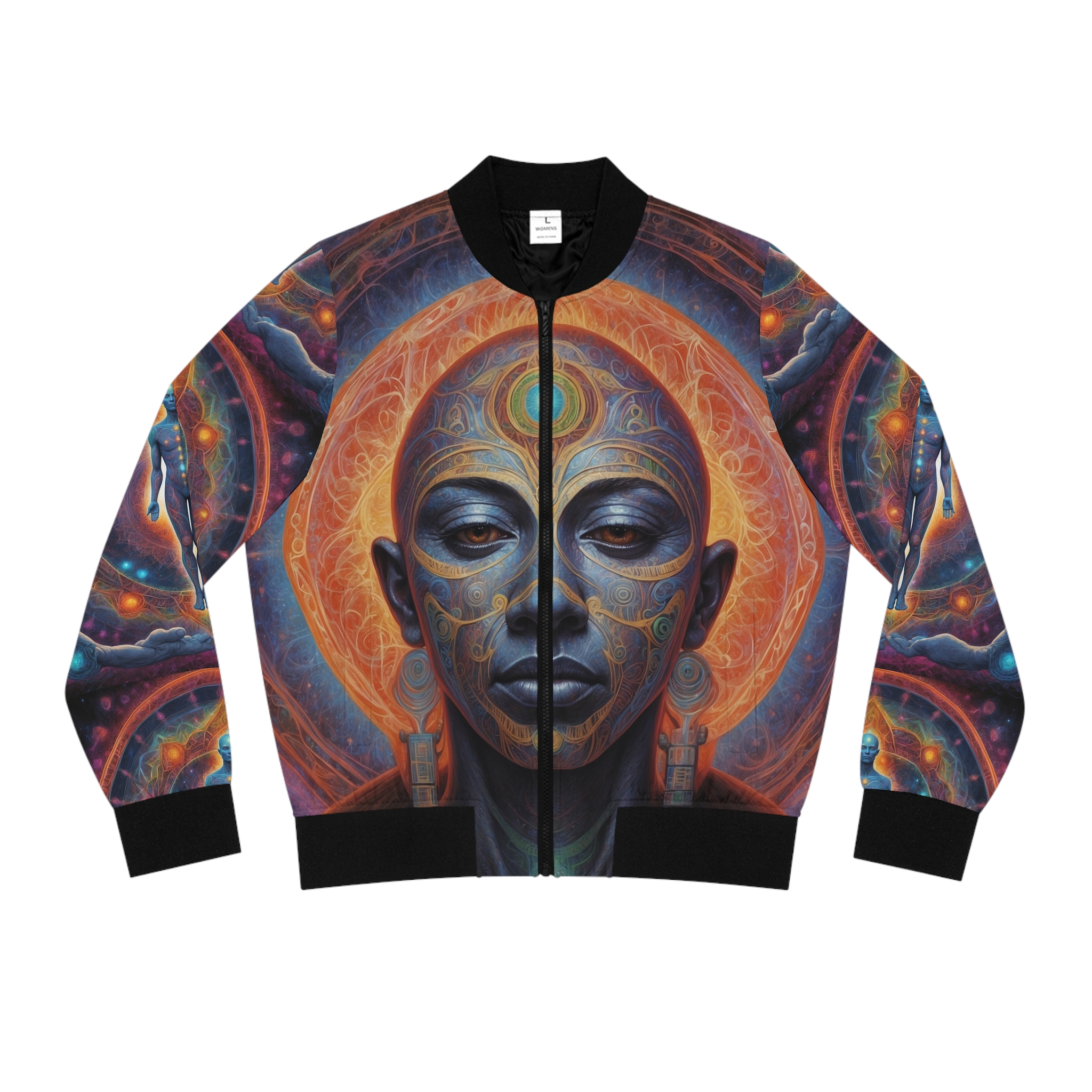 Celestial Alignment Bomber Jacket - Third Eye & Heart Awakening | Sacred Geometry Cosmic Wear - Image 1
