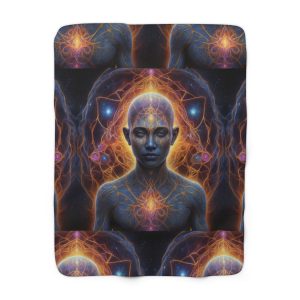 Awakened Consciousness - Sacred Geometry Cosmic Being | Spiritual Psychedelic Art Sherpa Fleece Blanket