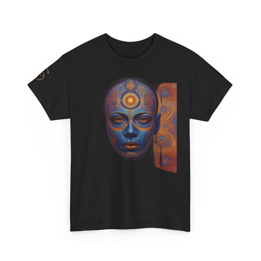 Cosmic Mind Awakening - Sacred Geometry Third Eye Portrait | Psychedelic Spiritual Art Unisex Heavy Cotton Tee