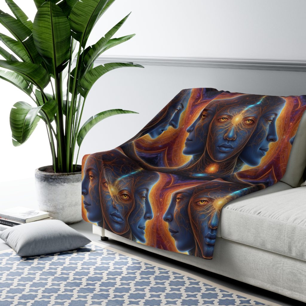 Cosmic Trinity – The Infinite Mind Within | Spiritual Psychedelic Art Sherpa Fleece Blanket