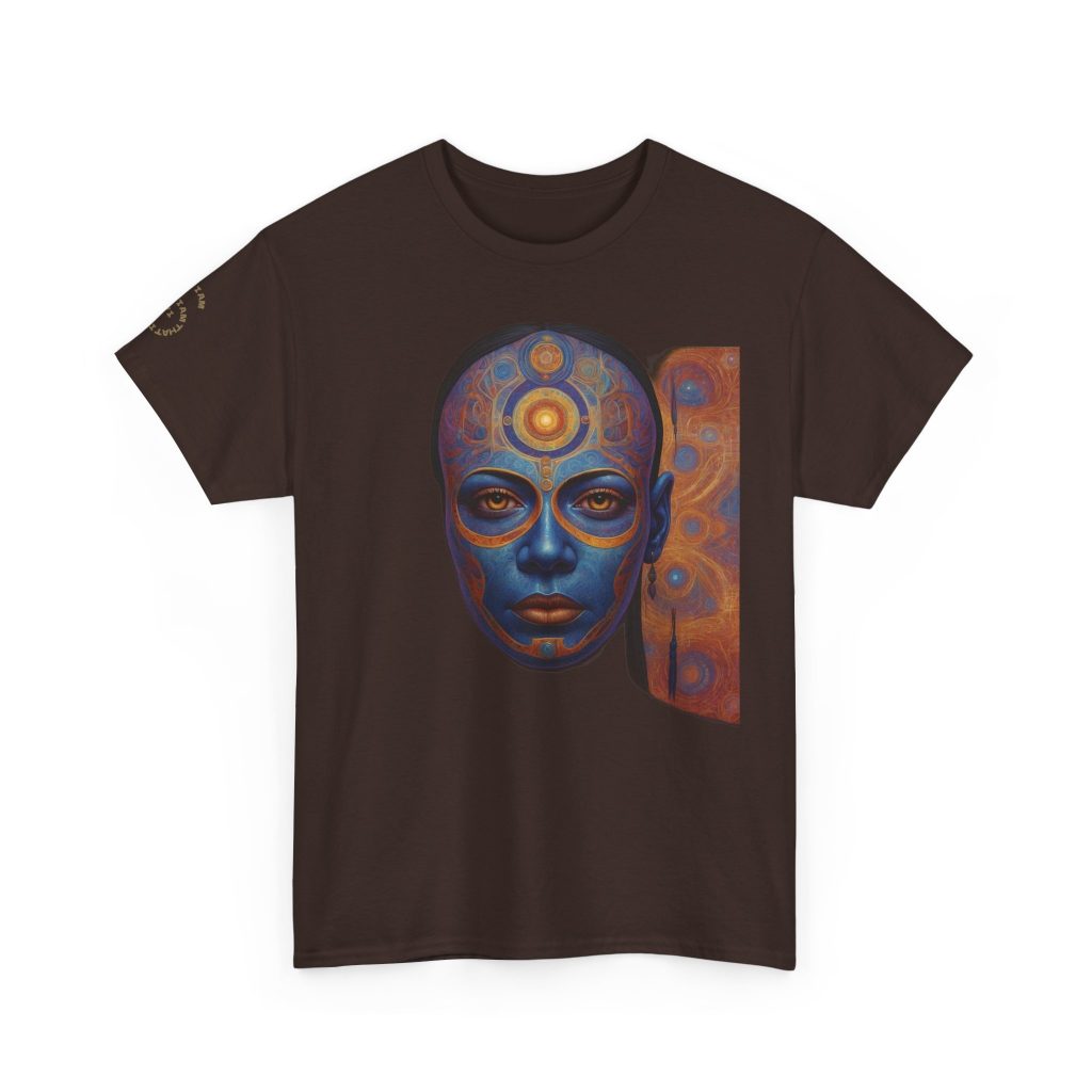Cosmic Mind Awakening - Sacred Geometry Third Eye Portrait | Psychedelic Spiritual Art Unisex Heavy Cotton Tee