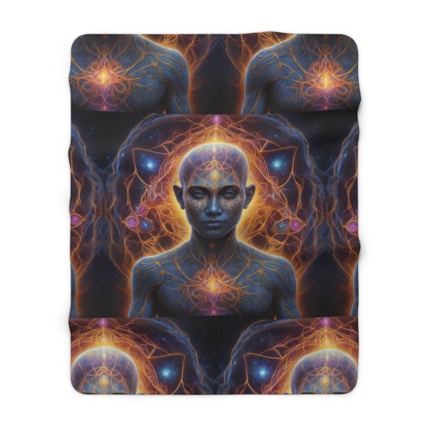 Awakened Consciousness – Sacred Geometry Cosmic Being | Spiritual Psychedelic Art Sherpa Fleece Blanket
