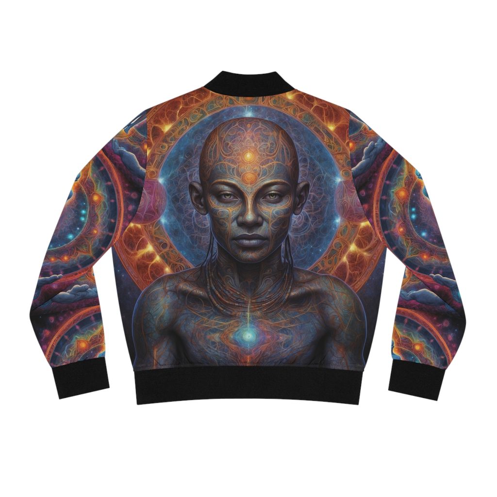 Celestial Alignment Bomber Jacket - Third Eye & Heart Awakening | Sacred Geometry Cosmic Wear
