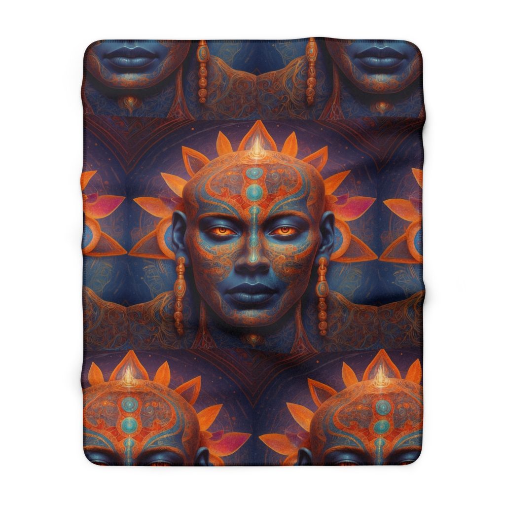 Solar Consciousness - Sacred Geometry Sun Being | Third Eye Awakening Psychedelic Art Sherpa Fleece Blanket