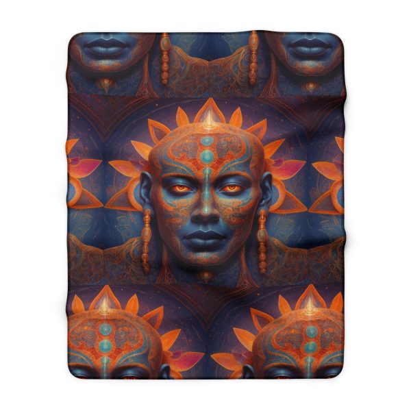 Solar Consciousness - Sacred Geometry Sun Being | Third Eye Awakening Psychedelic Art Sherpa Fleece Blanket