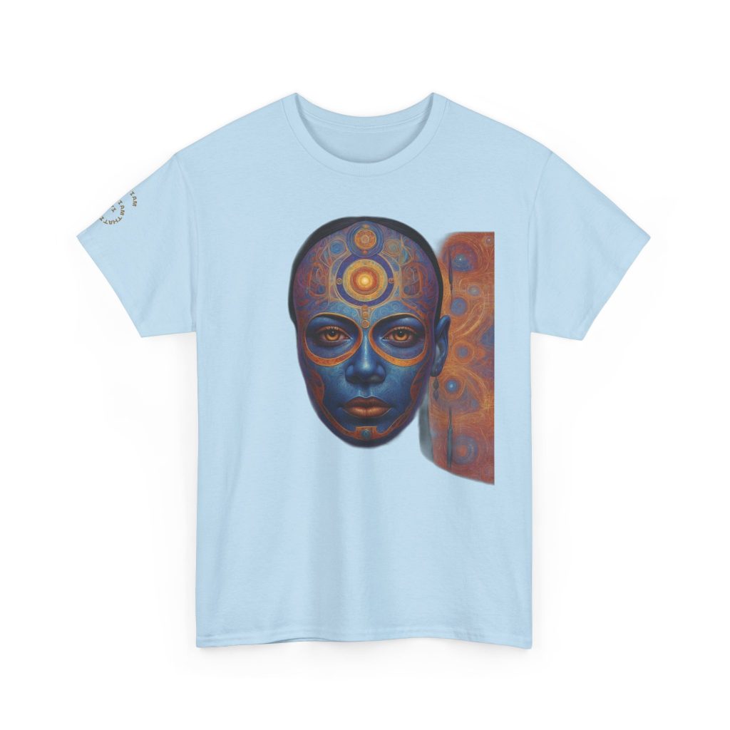 Cosmic Mind Awakening - Sacred Geometry Third Eye Portrait | Psychedelic Spiritual Art Unisex Heavy Cotton Tee