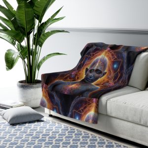 Awakened Consciousness - Sacred Geometry Cosmic Being | Spiritual Psychedelic Art Sherpa Fleece Blanket - Image 3