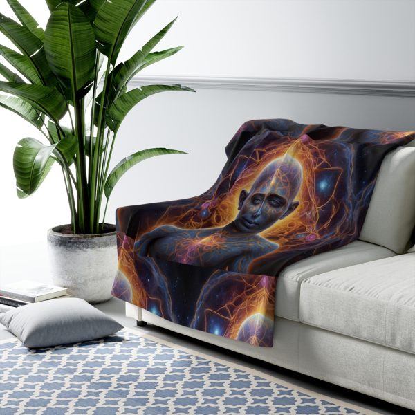 Awakened Consciousness – Sacred Geometry Cosmic Being | Spiritual Psychedelic Art Sherpa Fleece Blanket
