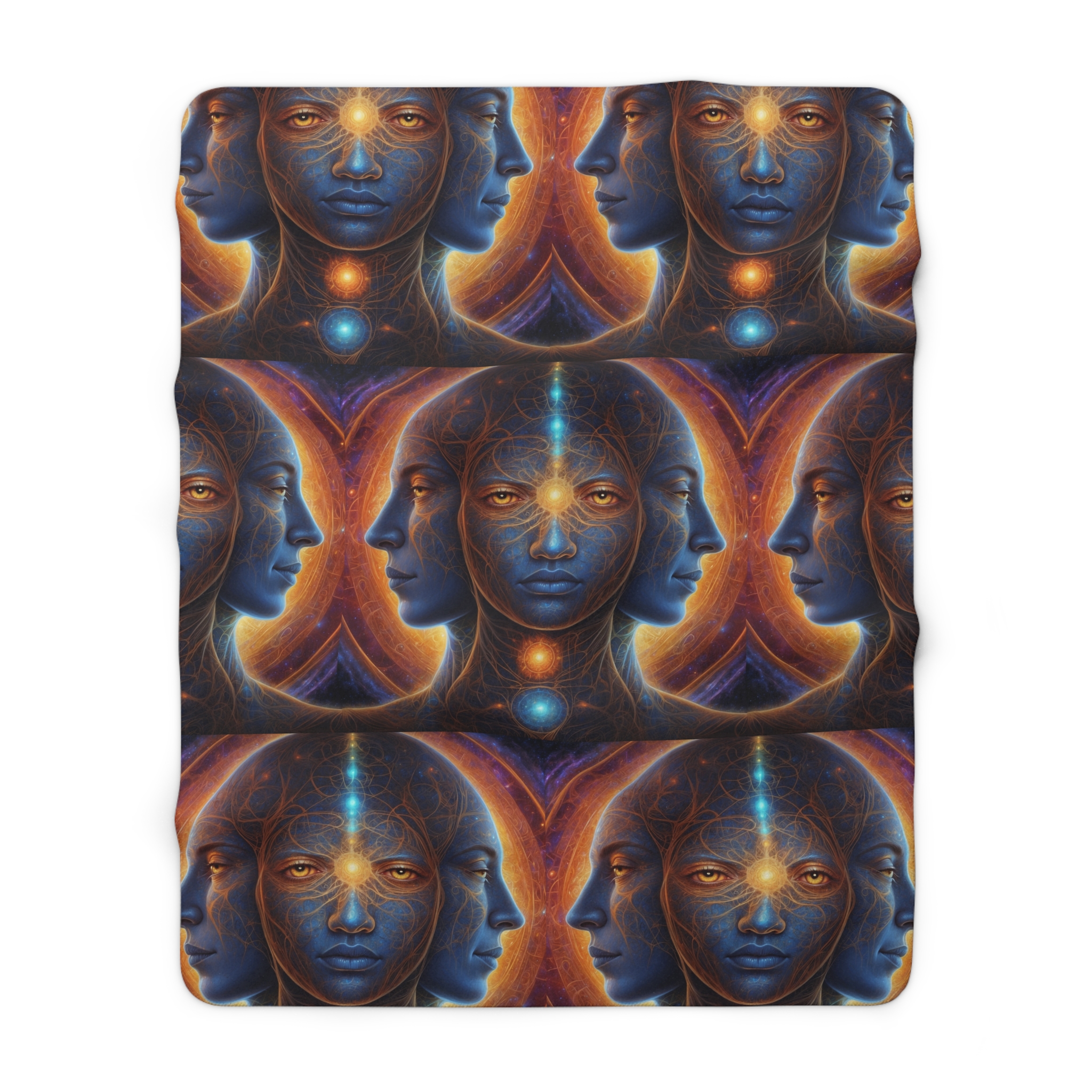 Cosmic Trinity - The Infinite Mind Within | Spiritual Psychedelic Art Sherpa Fleece Blanket - Image 5