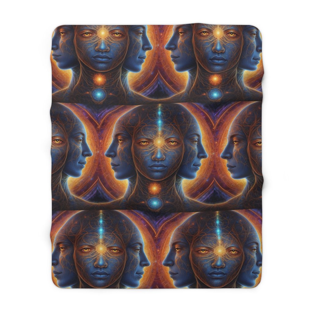 Cosmic Trinity – The Infinite Mind Within | Spiritual Psychedelic Art Sherpa Fleece Blanket