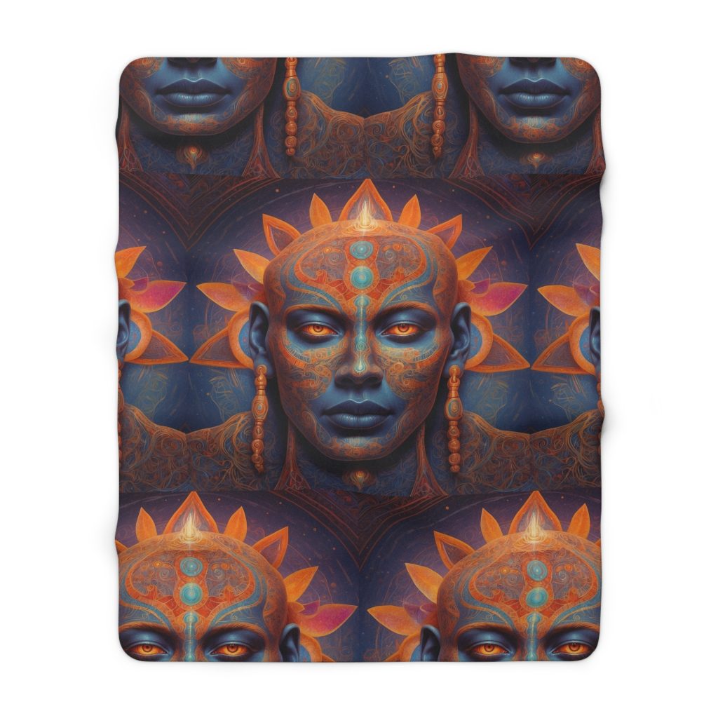 Solar Consciousness - Sacred Geometry Sun Being | Third Eye Awakening Psychedelic Art Sherpa Fleece Blanket