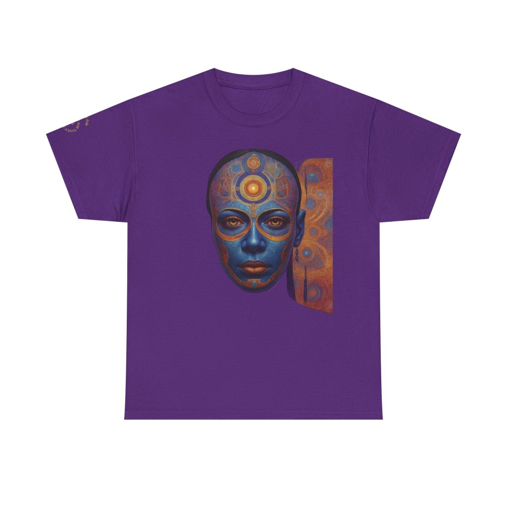 Cosmic Mind Awakening - Sacred Geometry Third Eye Portrait | Psychedelic Spiritual Art Unisex Heavy Cotton Tee
