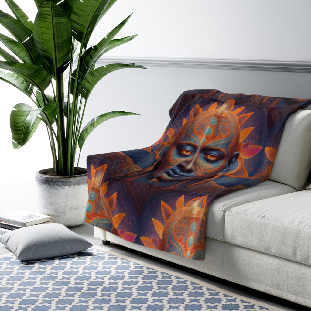 Solar Consciousness - Sacred Geometry Sun Being | Third Eye Awakening Psychedelic Art Sherpa Fleece Blanket