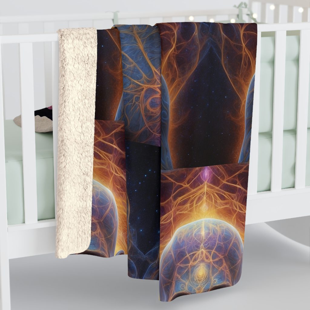 Awakened Consciousness – Sacred Geometry Cosmic Being | Spiritual Psychedelic Art Sherpa Fleece Blanket