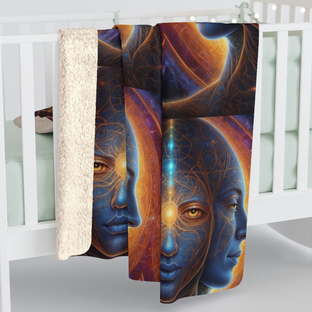 Cosmic Trinity – The Infinite Mind Within | Spiritual Psychedelic Art Sherpa Fleece Blanket
